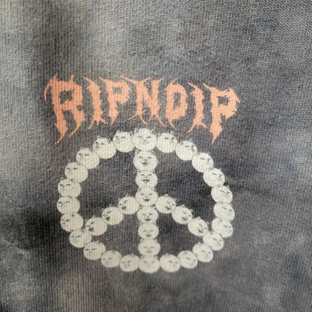 ‼️3/$30‼️ Ripndip Acid Wash Lightening Tie Dye Cat Peace Sign Nerm Hoodie Small - Picture 7 of 12